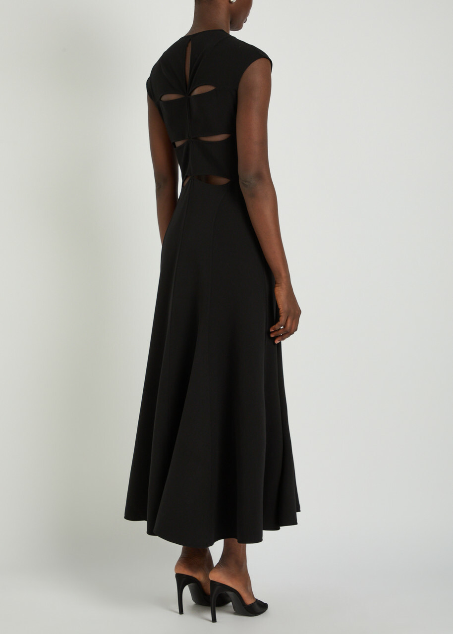 Another Tomorrow Cut-out Stretch-wool Midi Dress Black Another Tomorrow