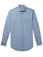 SID MASHBURN - Slim-Fit Cotton-Chambray Shirt - Blue