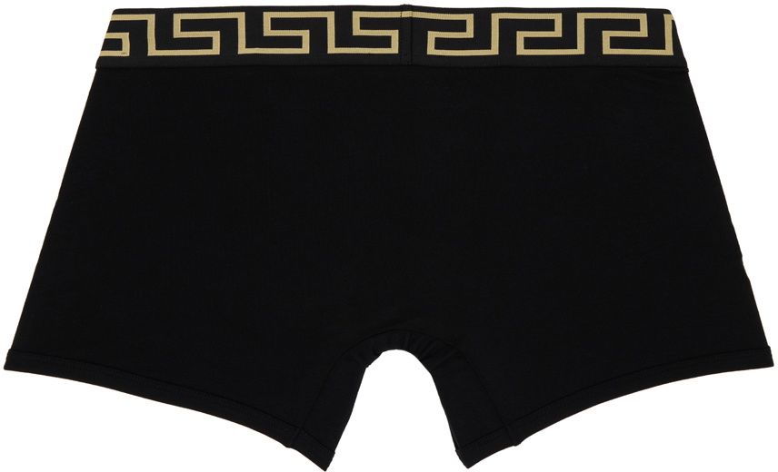 Versace Underwear Two-Pack Black Greca Border Long Boxers Versace Underwear