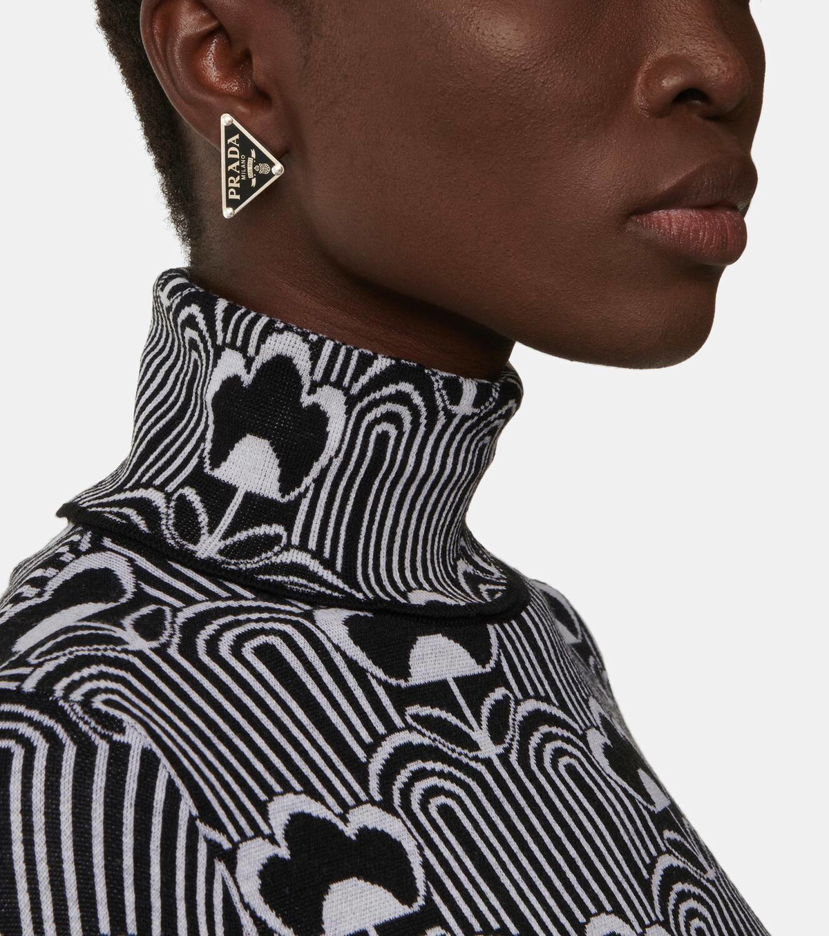 Prada Logo clip-on single earring