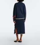 Erdem Fringed intarsia wool midi skirt