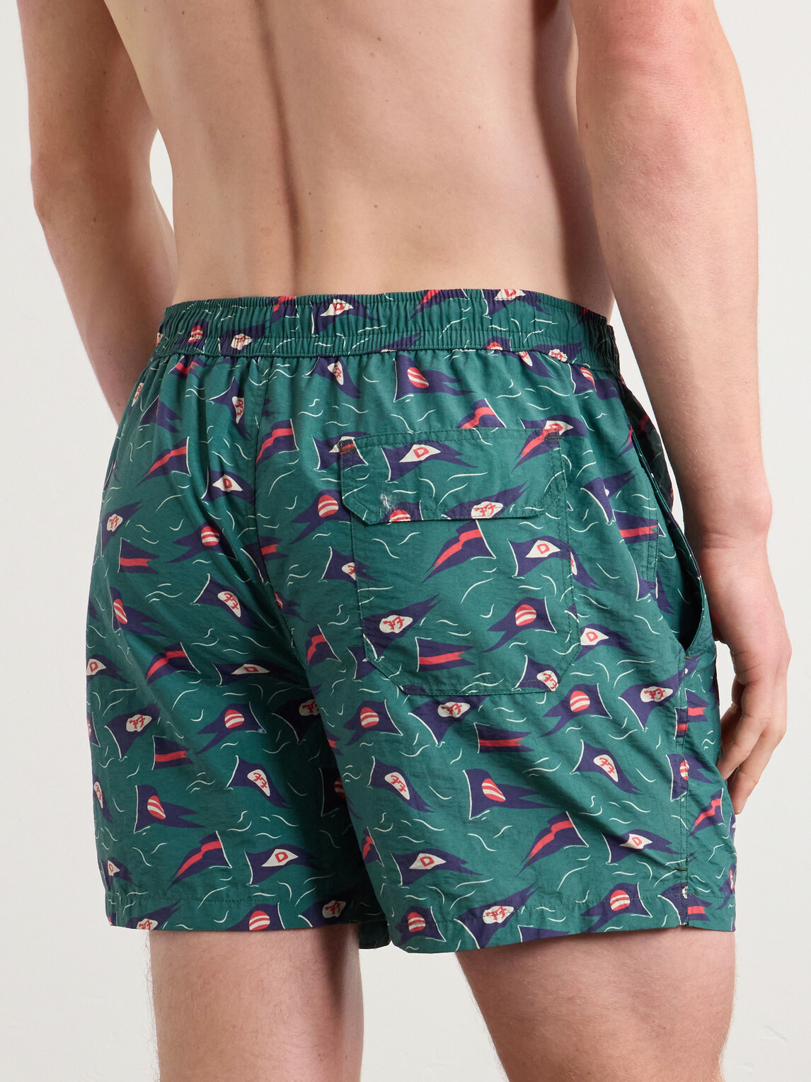 Drake's - Straight-Leg Mid-Length Printed Swim Shorts - Green