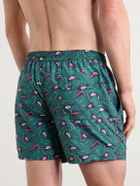 Drake's - Straight-Leg Mid-Length Printed Swim Shorts - Green