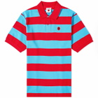ICECREAM Men's Striped Polo Shirt in Red/Blue Stripe