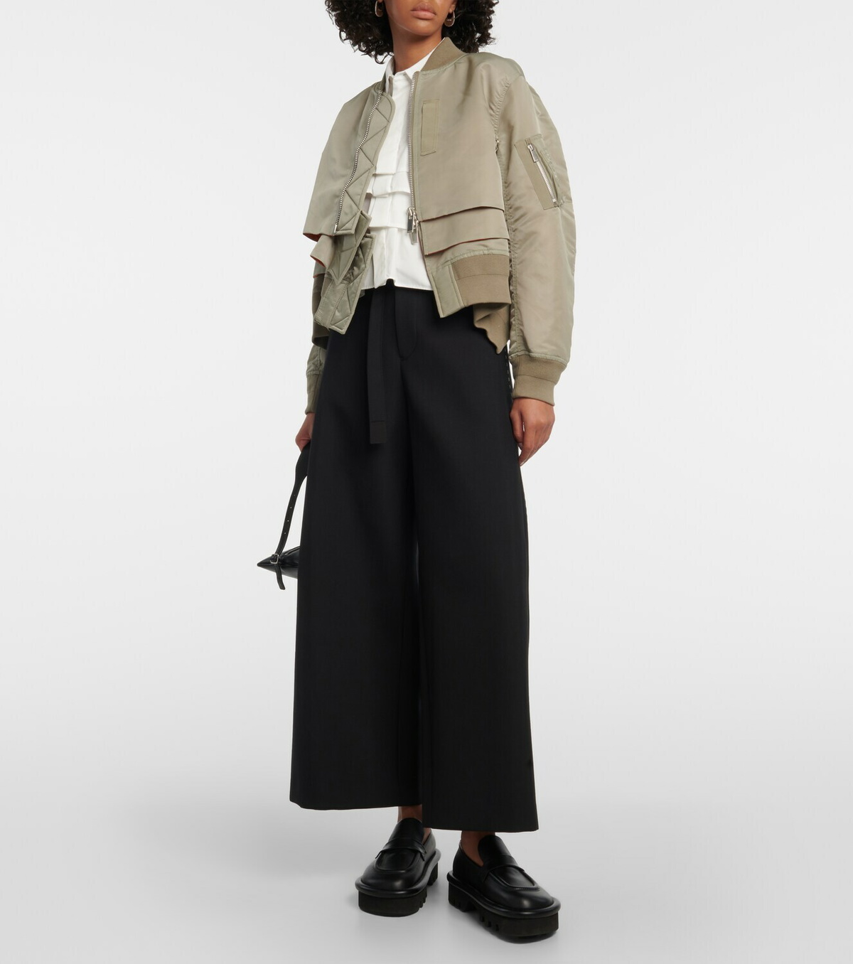 sacai Lace Ruffle Bomber Jacket レース サイズ1 Sacai Black Embroidered Lace Bomber Jacket Sacai