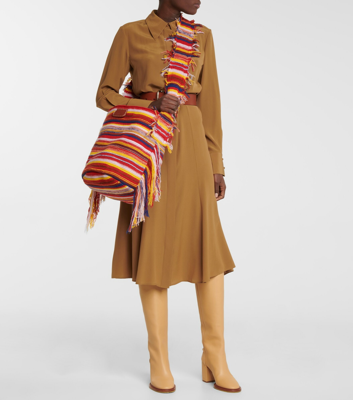 Chloe - Jorge striped cashmere-blend bucket bag Chloe