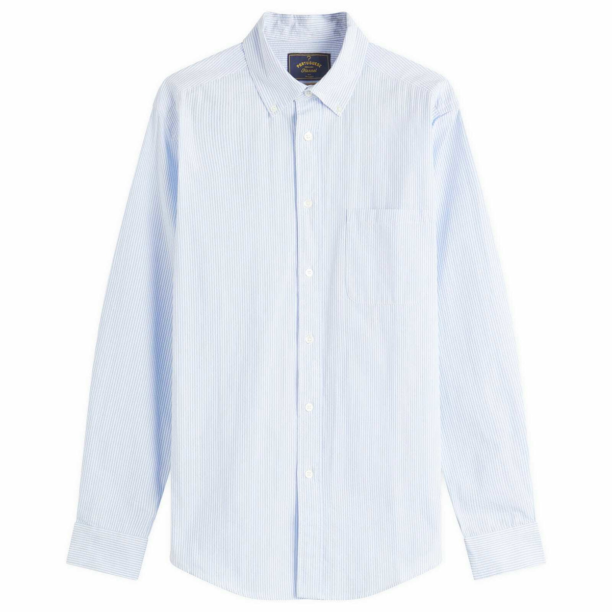 Portuguese Flannel Men's Atlantico Seersucker Stripe Shirt in Blue