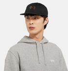 Pop Trading Company - Logo-Embroidered Leather-Trimmed Cotton-Twill Baseball Cap - Black
