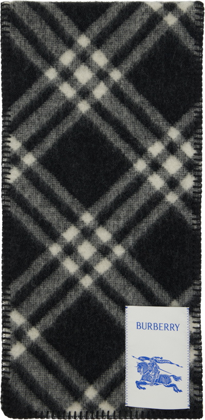 Photo: Burberry Black & Off-White Check Wool Scarf