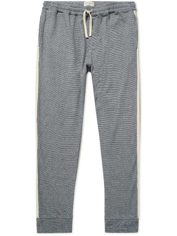 Photo: Oliver Spencer Loungewear - Slim-Fit Striped Cotton-Jersey Sweatpants - Blue