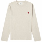 AMI Paris Men's Long Sleeve Small A Heart T-Shirt in Heather Light Beige