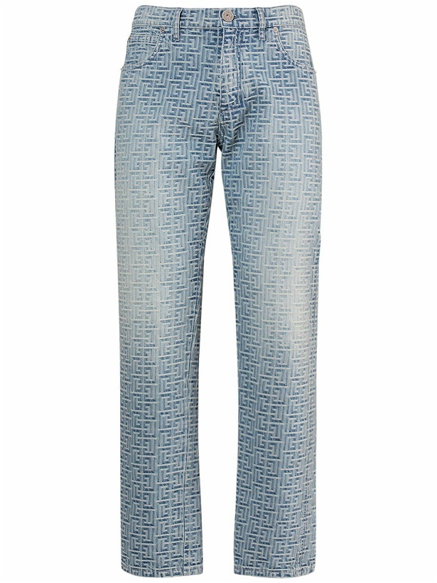 Photo: BALMAIN - Monogram Jacquard Straight Denim Jeans