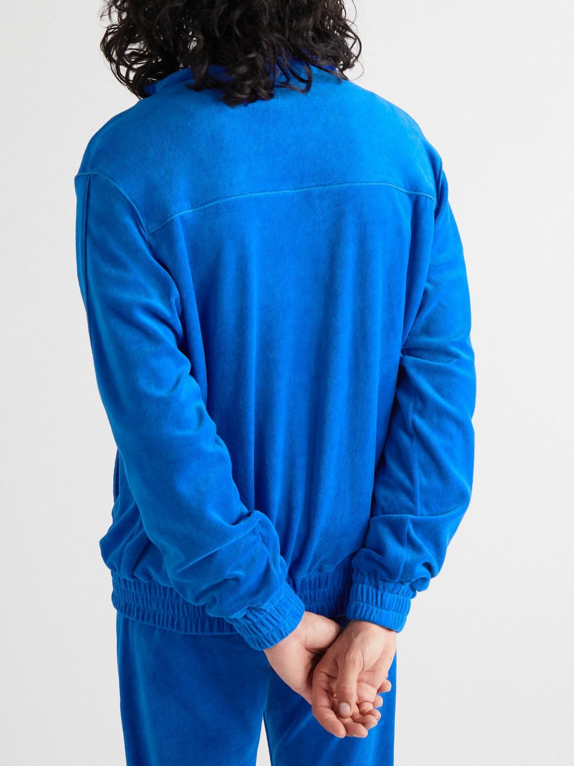 POLITE WORLDWIDE® - Hemp and Cotton-Blend Velour Track Jacket - Blue