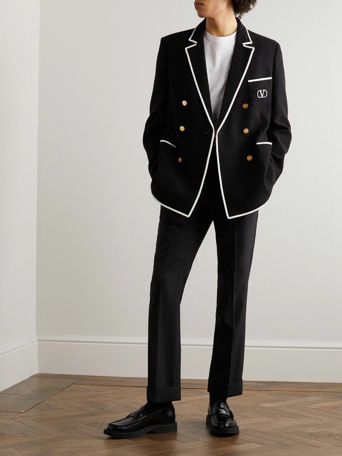 ジャケット VALENTINO BLACK WOOL BLAZER Valentino Roma Men's Blue Blazer 100% Virgin Wool Size 52R L