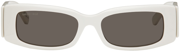 Photo: Balenciaga White Max Rectangle Sunglasses