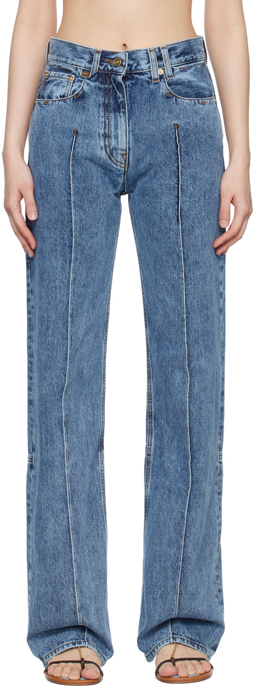 jacquemus LE RAPHIA ストレートデニム ライトブルー Jacquemus Blue Le Raphia 'Le De Nimes Bordado' Jeans Jacquemus