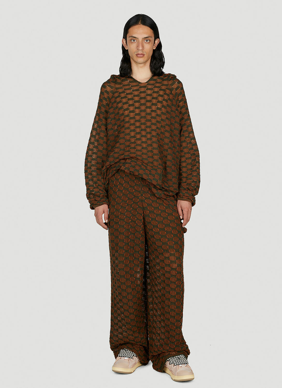 Isa Boulder Check Knit Hooded Sweater