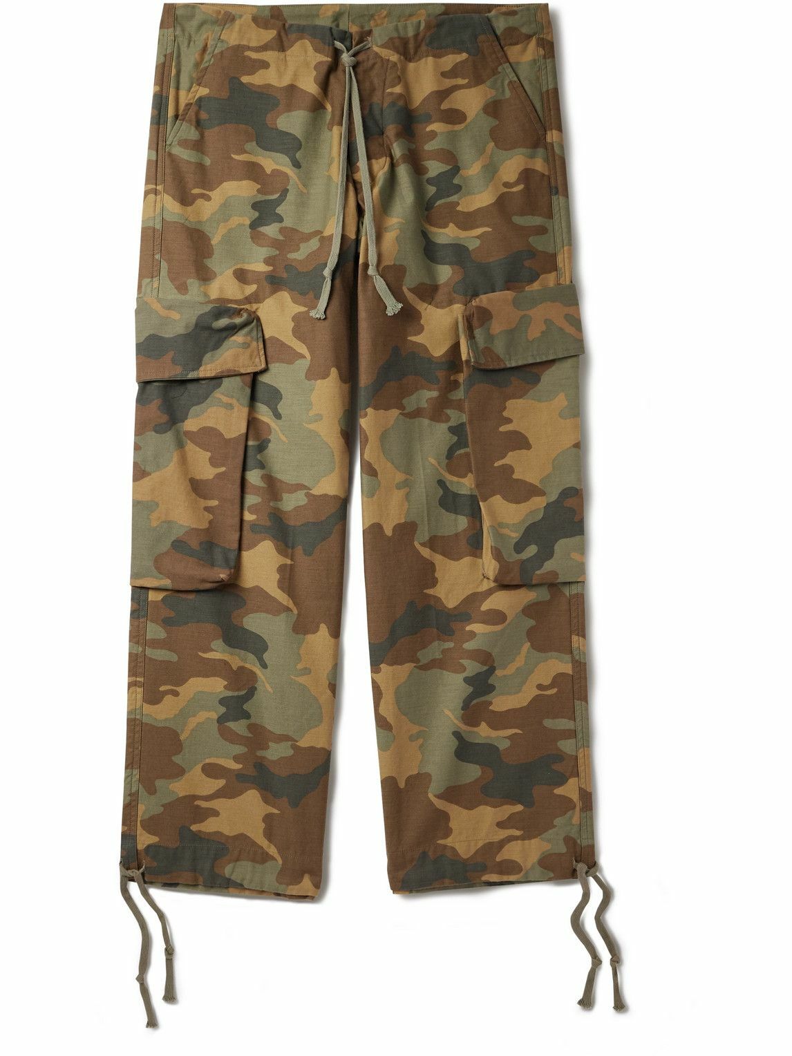 Greg Lauren - Wide-Leg Camouflage Cotton Cargo Trousers - Brown
