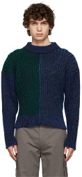 AGR Blue & Green Brushed Crewneck Sweater