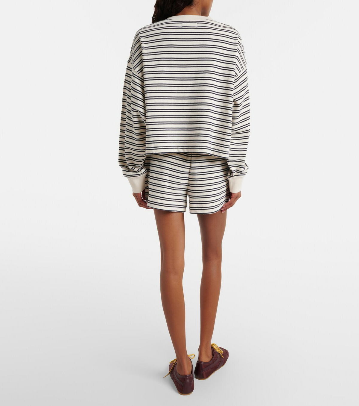 Velvet Amy striped cotton jersey shorts