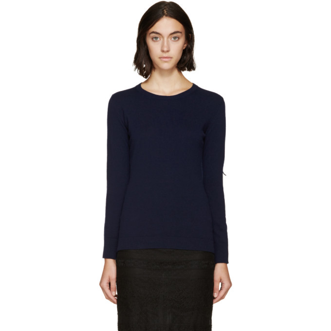 Burberry Prorsum Navy Fringed Knit Sweater