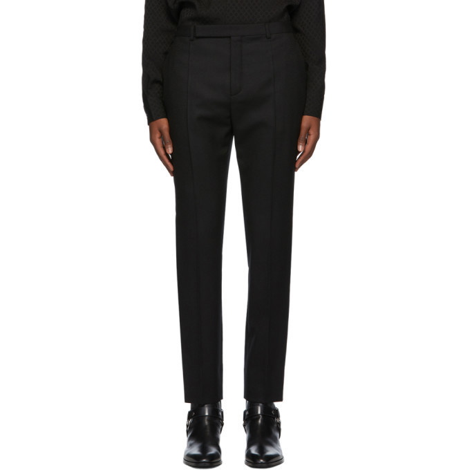 Photo: Saint Laurent Black Wool Flat Fit Trousers