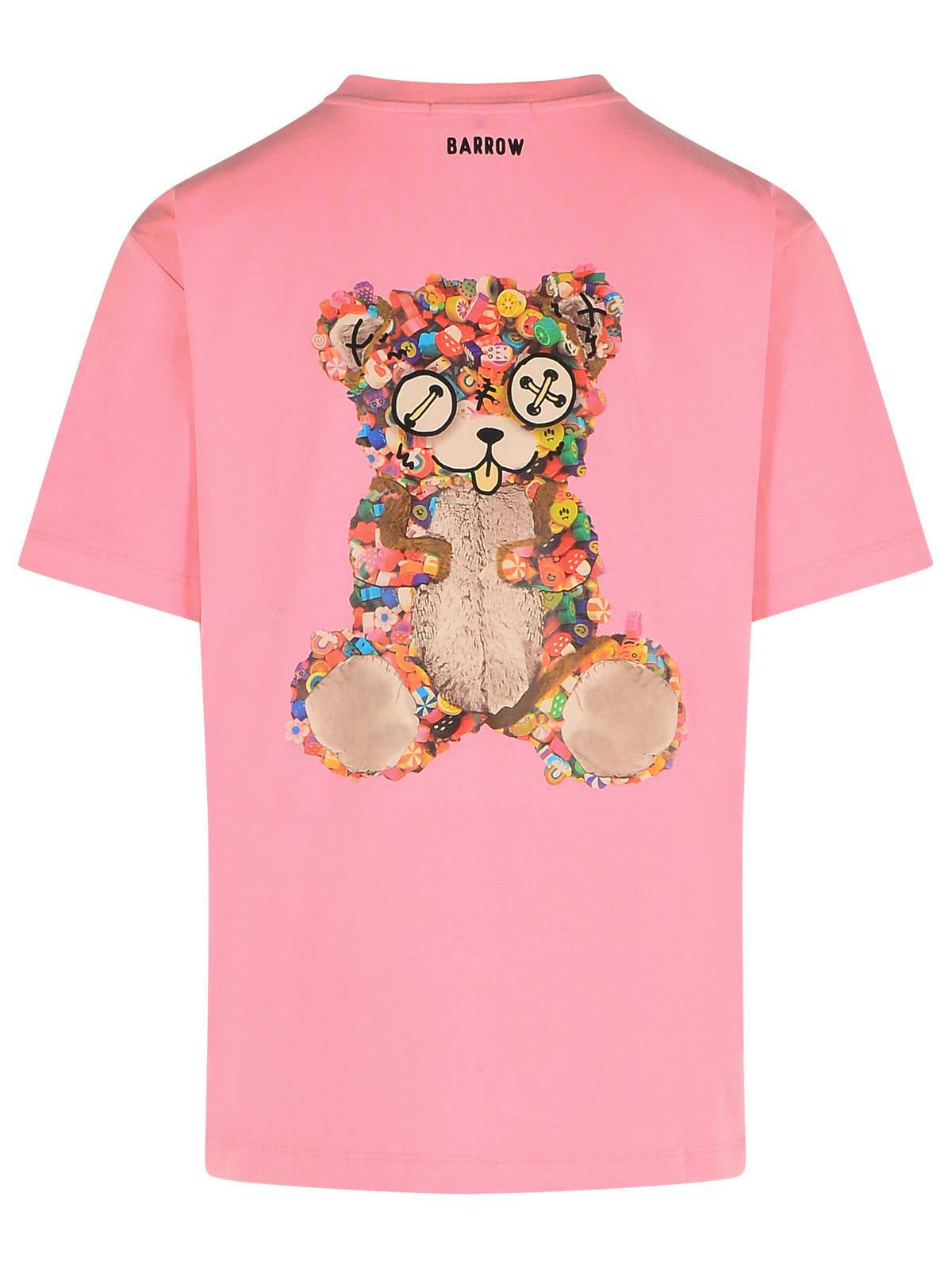 Barrow orso Pink Cotton T-shirt