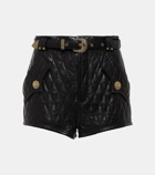 Balmain Quilted leather shorts