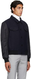 Hugo Navy Wool Twill Bomber Jacket