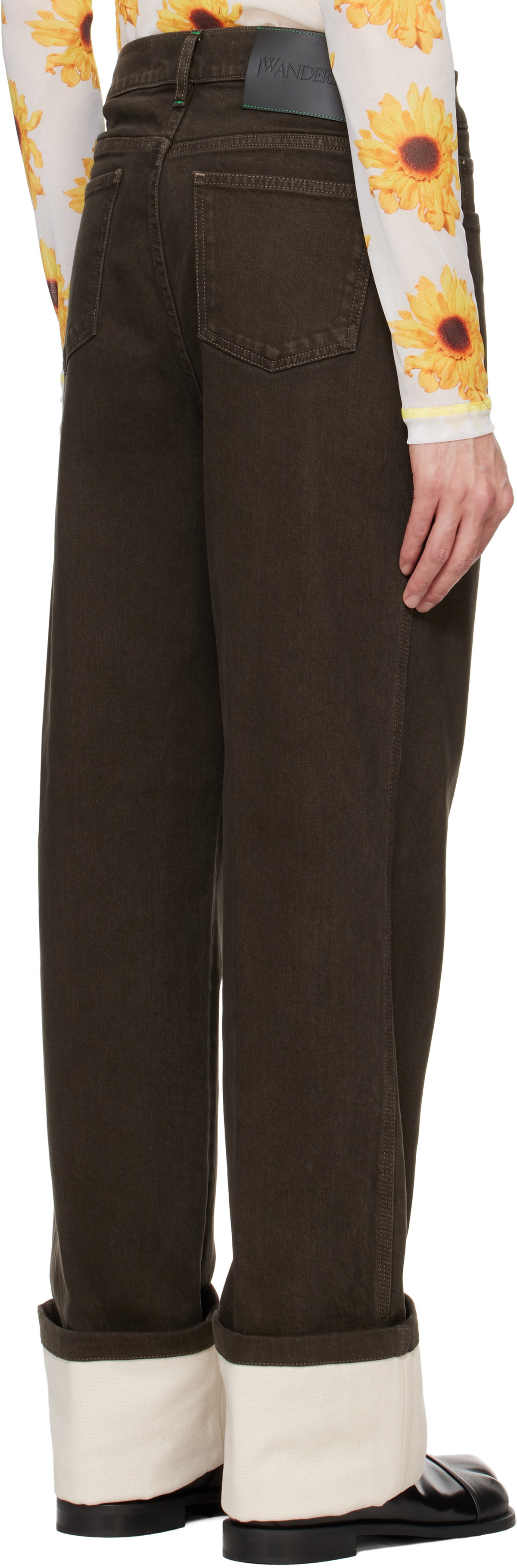 JW Anderson Brown Contrast Turn-Up Jeans JW Anderson