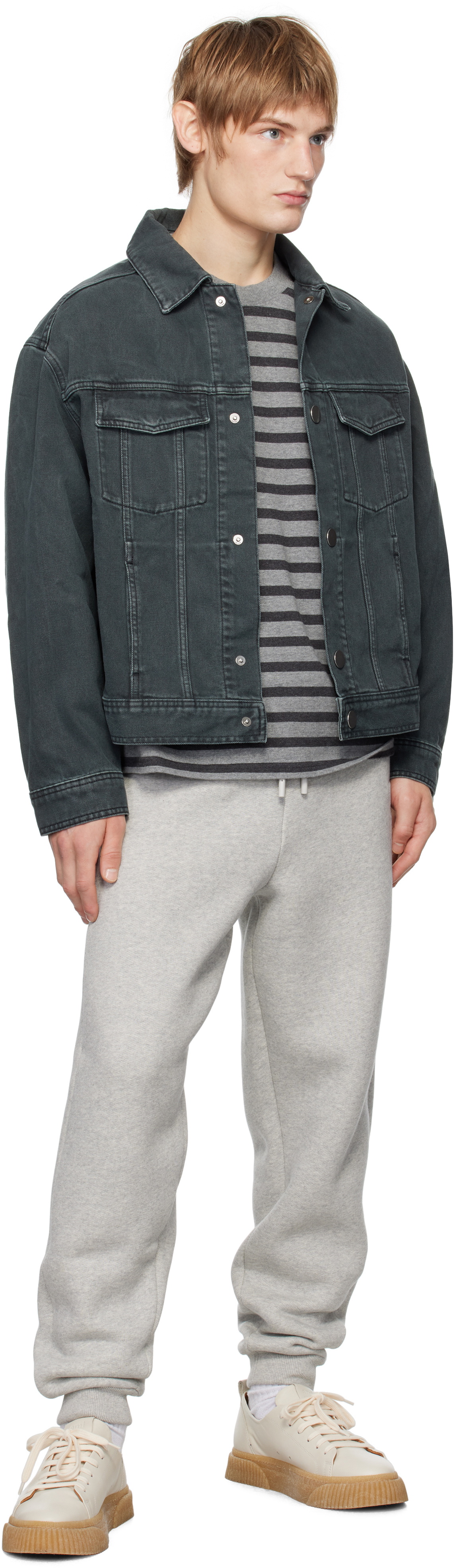 AMI Paris Black Trucker Denim Jacket