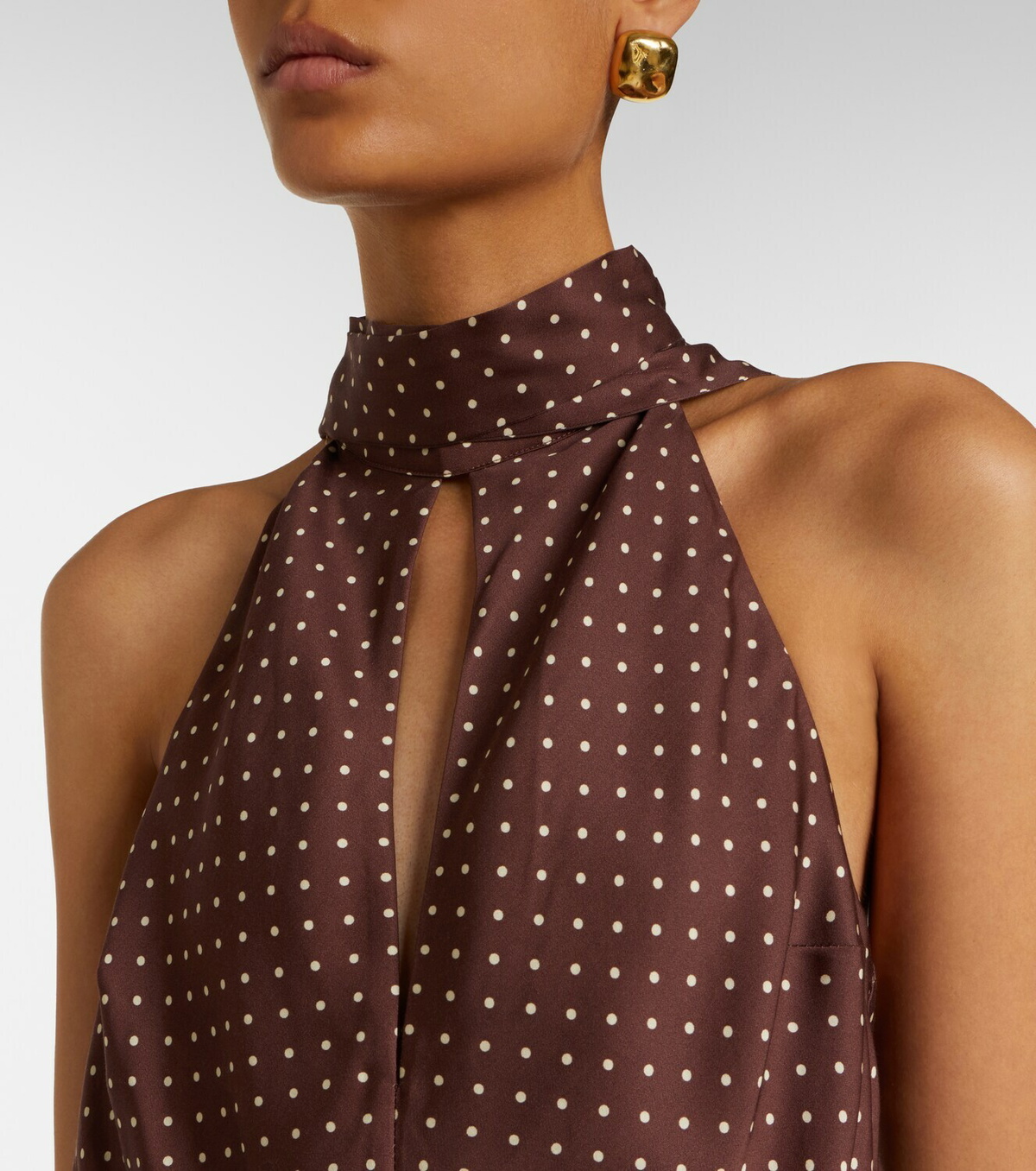Posse Phoebe polka-dot halterneck midi dress