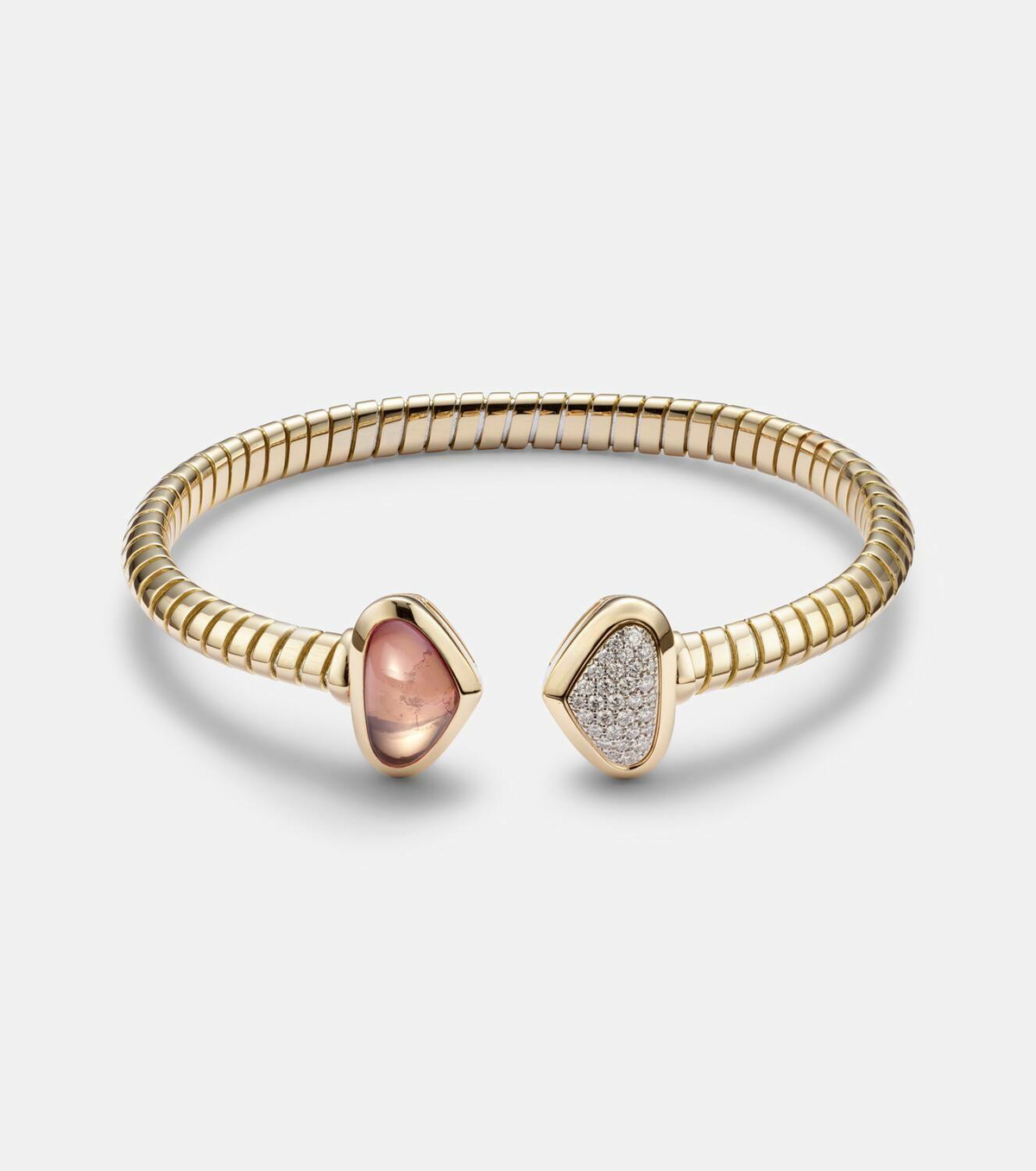 Marina B Trisolina Castagna 18kt gold cuff bracelet with diamonds and quartz
