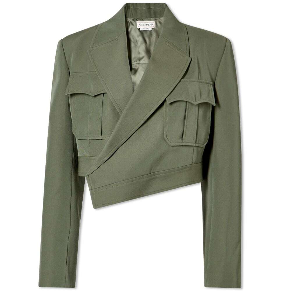 【送料&関税込】Alexander McQueen Cropped Jacket Alexander McQueen Women's Cropped Jacket in Military Green