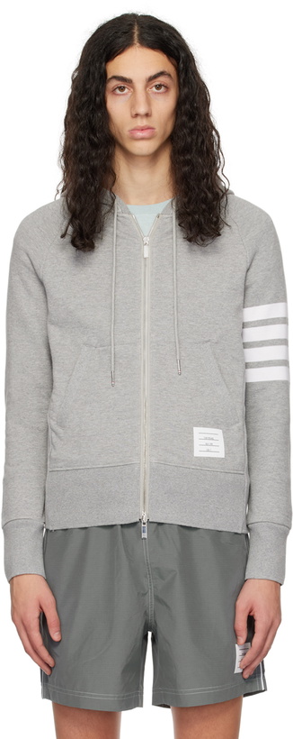 Photo: Thom Browne Gray 4-Bar Hoodie