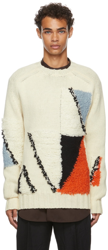Photo: Jil Sander Off-White Wool Jacquard Sweater