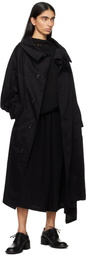 Y's Black Side Elastic Maxi Skirt