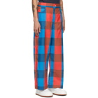 Sunnei Red and Blue Check Elastic Trousers
