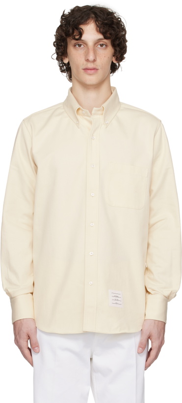 Photo: Thom Browne Beige Straight Fit Denim Shirt
