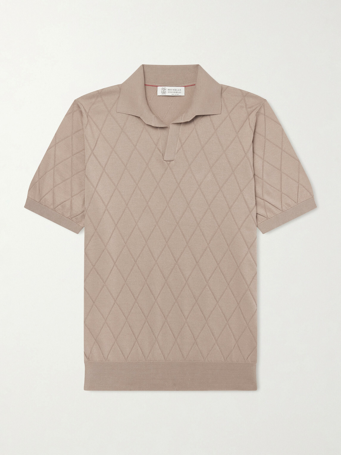 Brunello Cucinelli - Open-Collar Knitted Cotton Polo Shirt - Brown