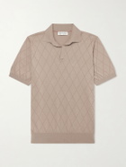 Brunello Cucinelli - Open-Collar Knitted Cotton Polo Shirt - Brown