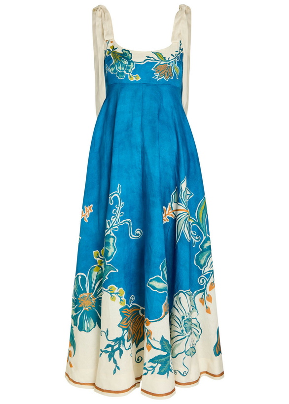 Alemais Constance Floral-print Linen Maxi Shirt Dress Multicoloured ALMAIS