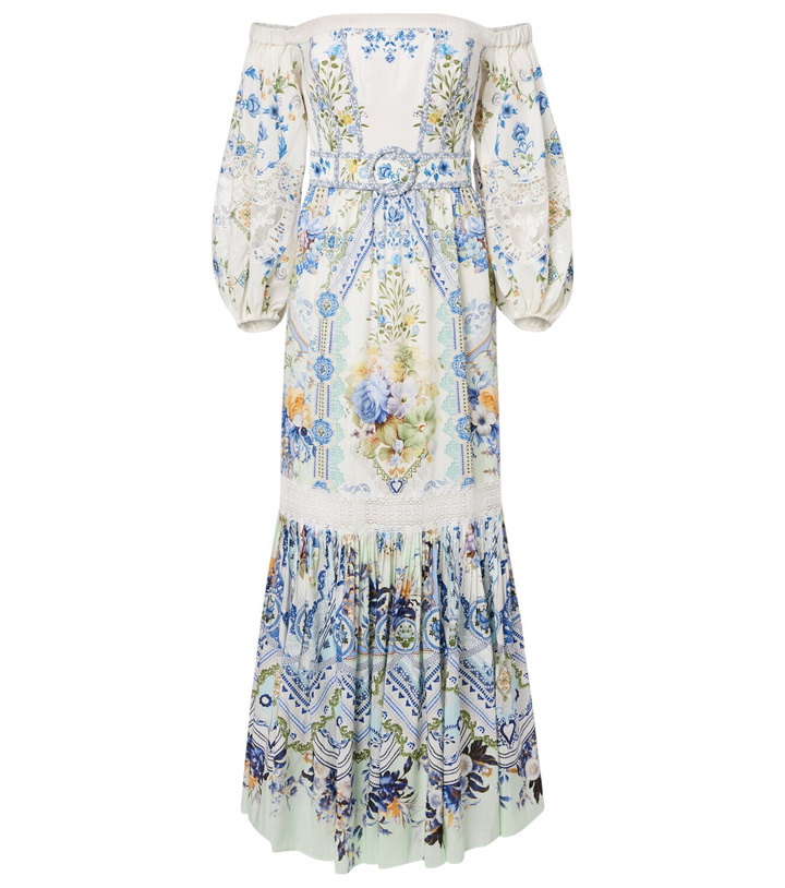 Photo: Camilla Floral off-shoulder linen and silk maxi dress