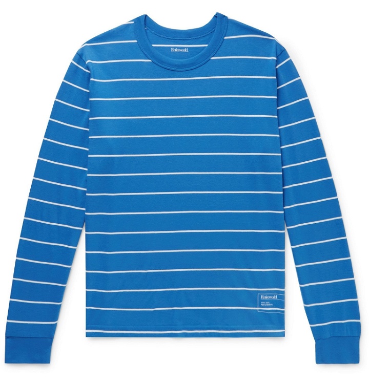 Photo: Entireworld - Striped Organic Cotton-Jersey T-Shirt - Blue