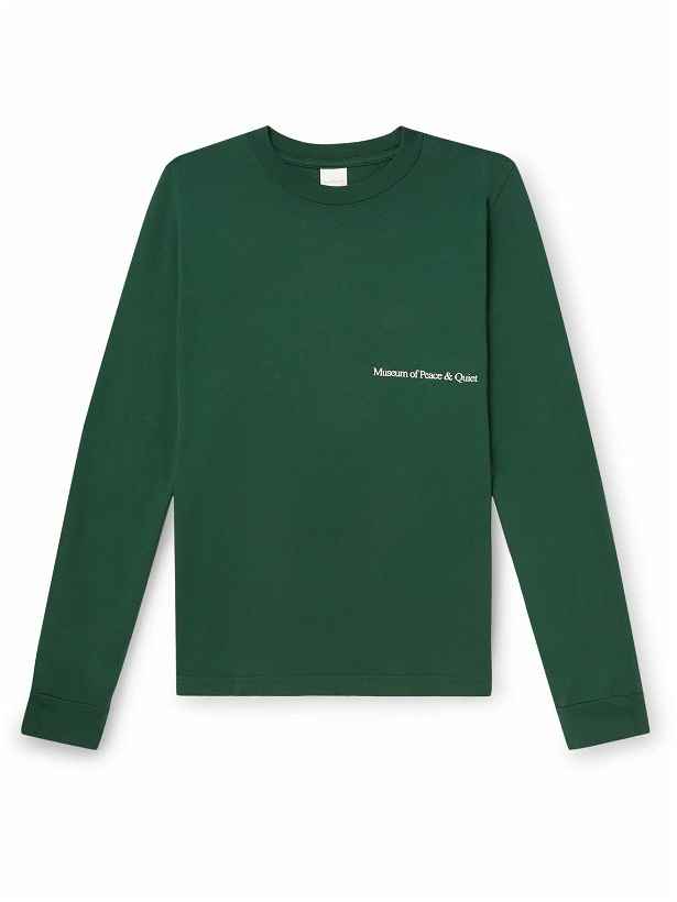 Photo: Museum Of Peace & Quiet - A Leisure Co Logo-Print Cotton-Jersey T-Shirt - Green