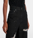 Xu Zhi Embellished distressed wide-leg jeans
