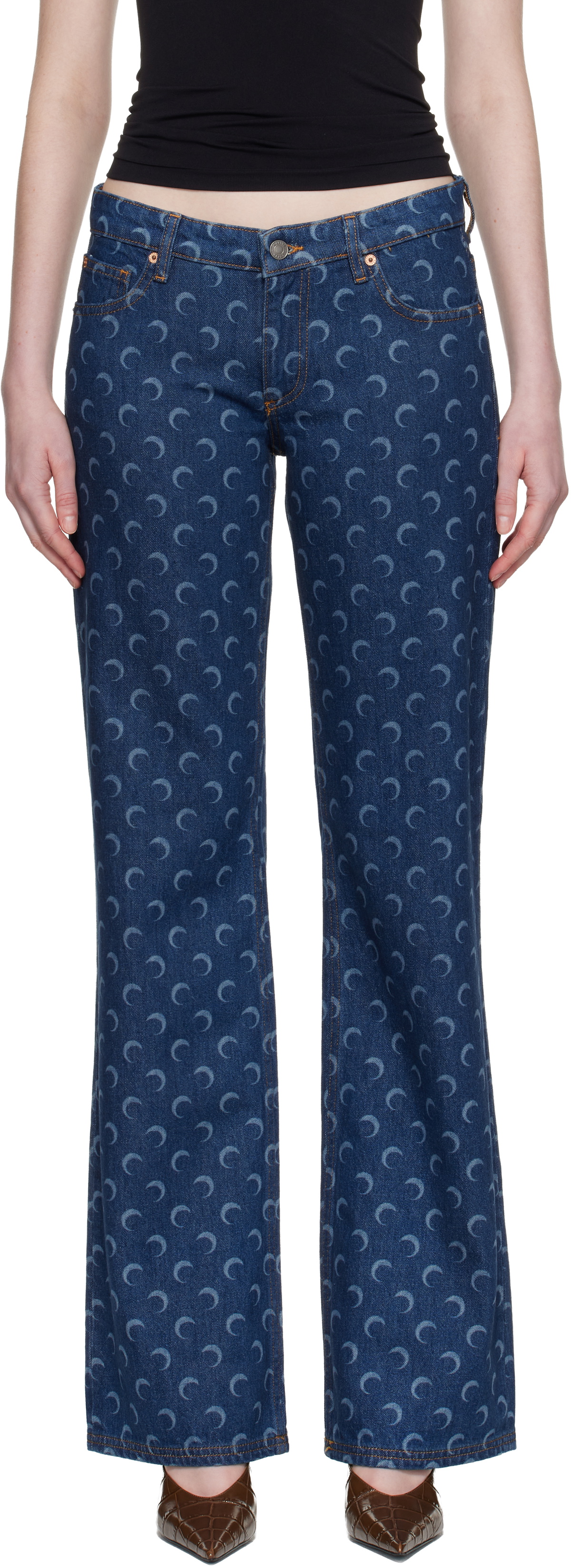 Marine Serre Blue Flare Jeans