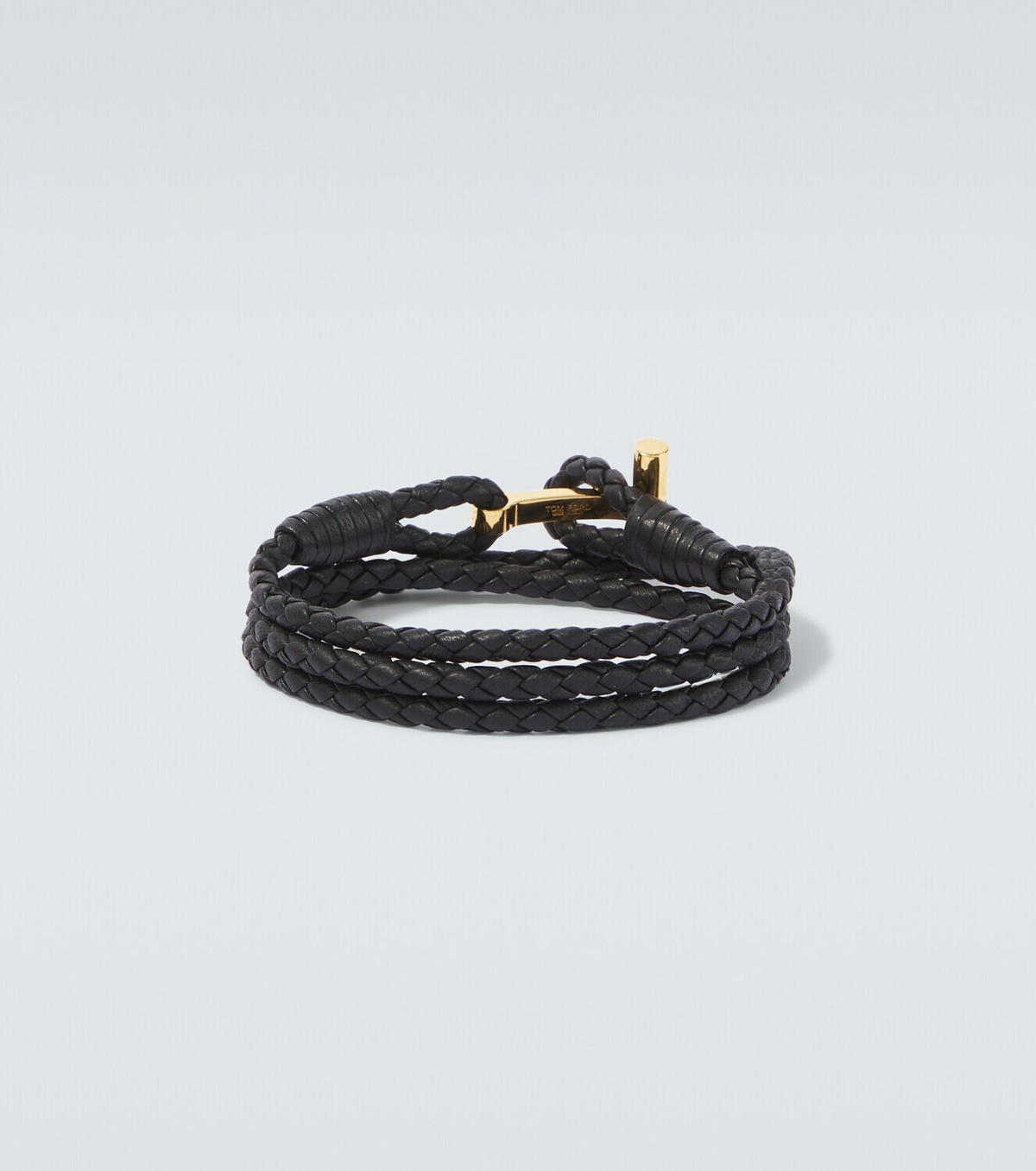 Tom Ford T braided leather bracelet