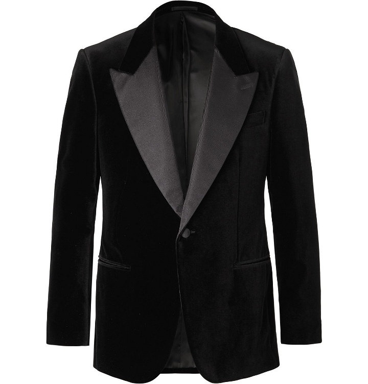 Photo: Kingsman - Black Grosgrain-Trimmed Cotton-Velvet Tuxedo Jacket - Black