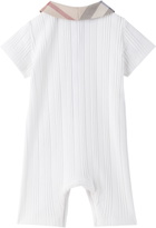 Burberry Baby White Stretch Cotton Playsuit